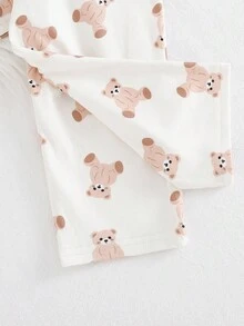 Cozy Pixies 2 pièces Ensemble pyjama bébé garçon avec cardigan en tricot à col rabattu motif ours de bande dessinée et pantalon large à taille élastique