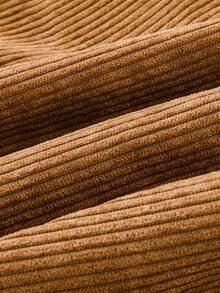 4 件套女童服装套装：白色高领罗纹长袖 T 恤，带有心形刺绣，棕色灯芯绒裙子，贝雷帽和包包，优雅大方，适合节日、圣诞节、日常穿着、学校