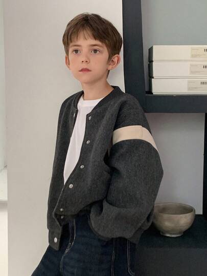 DAZY 大码男童休闲宽松撞色夹克，秋季街头风格