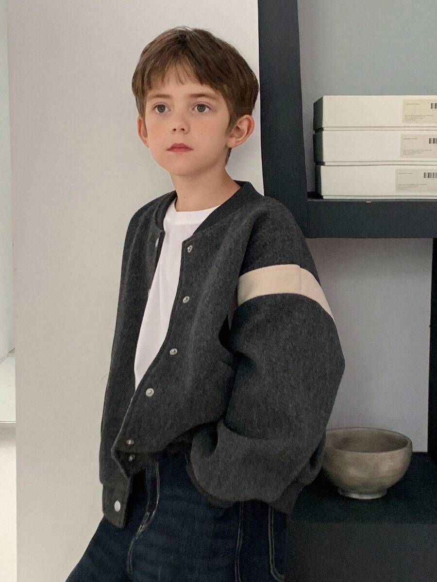 DAZY 大码男童休闲宽松撞色夹克，秋季街头风格