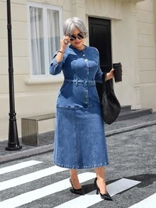 EMERY ROSE Große Größen Lässig Urlaubs Vintage Waschkleid