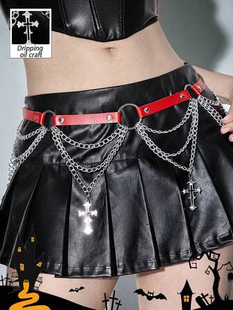 Goth 1 Stück Damen Schwarzer Cut Out Stern & Kreis Dekor Kette, Punk Stil Dekoration für Alltagskleider
