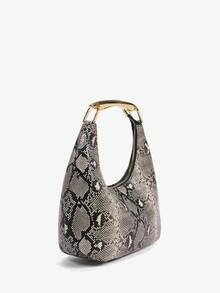 Maija Borsa a mano con cerniera e stampa pelle di serpente, adatta per uscite, stile di moda da strada per donne