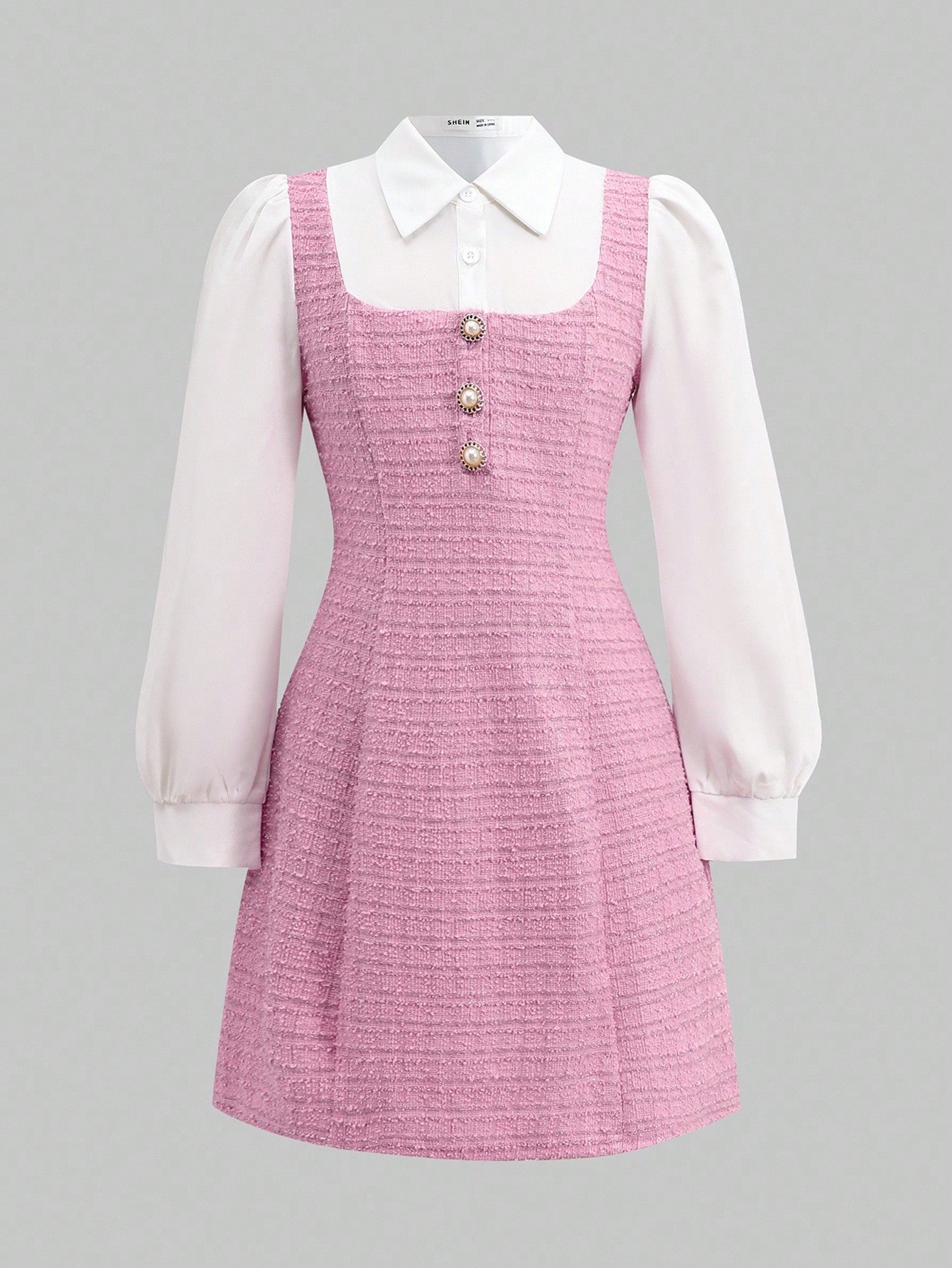 فستان بياقة وأكمام طويلة مريح وبسيط للفتيات المراه...