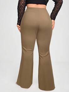 SHEIN SXY Pantalon évasé taille haute décontracté pour femmes grandes tailles en kaki - Kaki - Voir 2