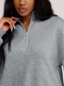 MUSERA 四分之一拉链宽松卫衣，休闲百搭，适合机场毕业典礼、返校季、教师节、冬春假期穿。 - 灰色 - 查看 4