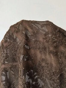 Roveilla 大尺碼女款棕色優雅牡丹花卉露肩魚尾洋裝，秋季蕾絲巧克力色長款派對聚會宴會約會晚餐禮服 - 棕色 - 查看 11