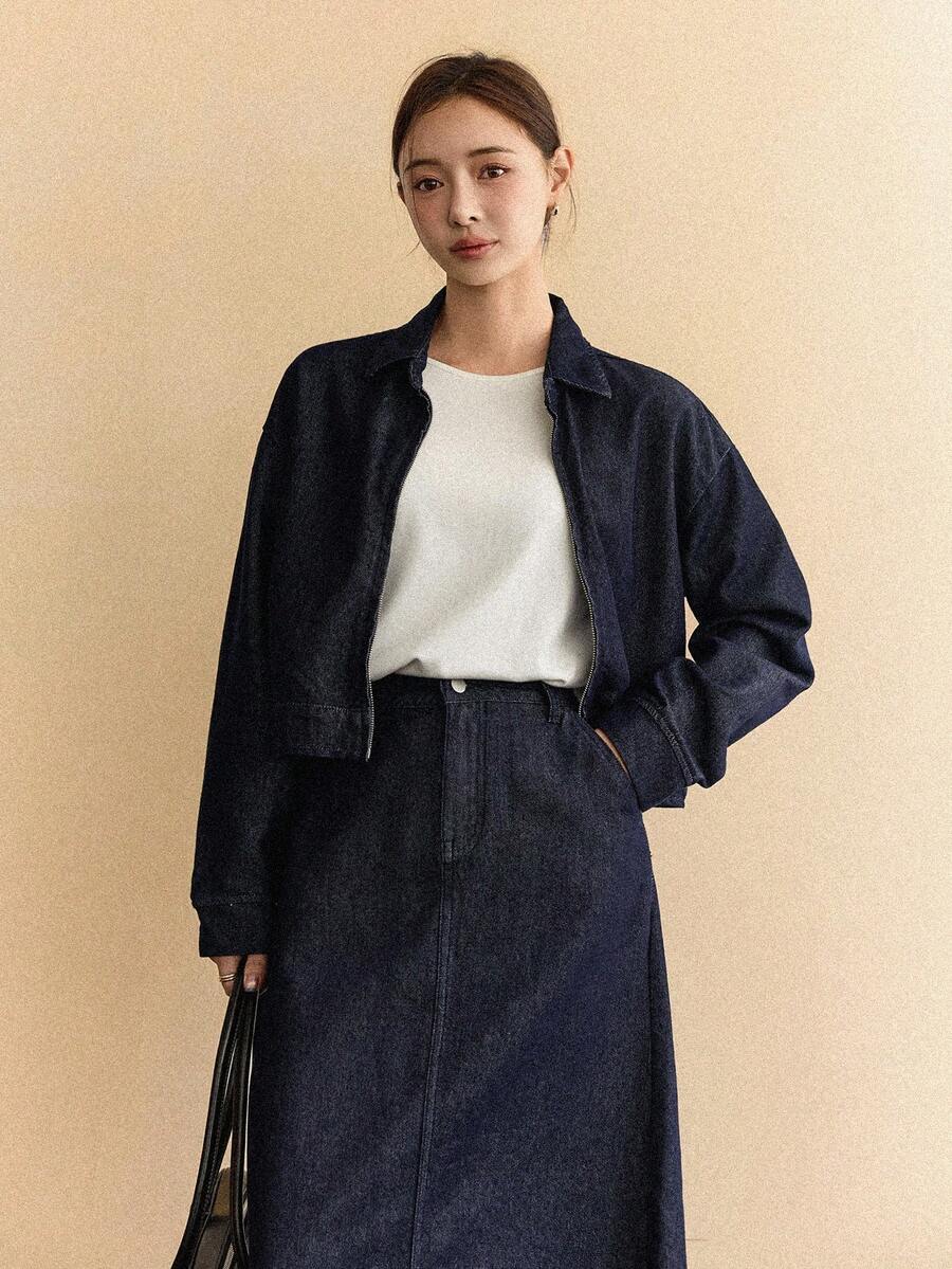 DAZY بدلة جينز نسائية فضفاضة عصرية مهترئة بتصميم عملة قديمة جديدة لموسم الخريف/الشتاء