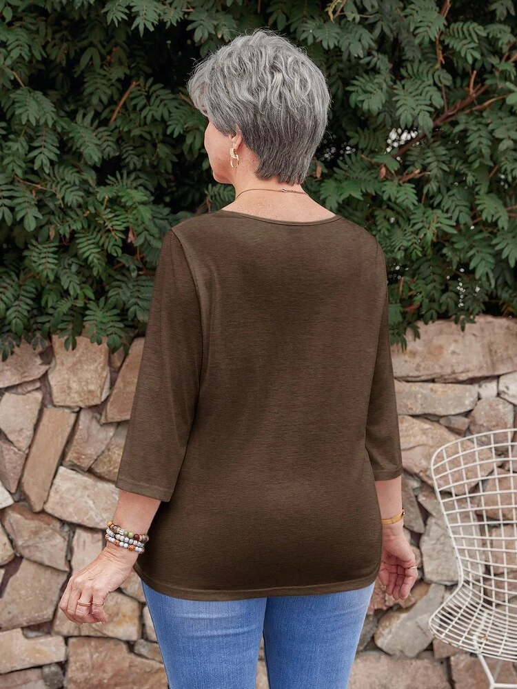 Maglietta a maniche lunghe semplice e casual per vacanze, di moda per uso quotidiano, primavera/estate, taglie comode