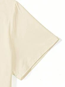 EMERY ROSE 圣诞老人印花休闲大码T恤 - 米色 - 查看 5