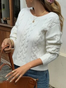 Livesso Women's Backless Long Sleeve Tie-Up Sweater, Autumn - White - View 2