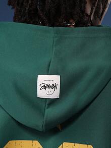 SUMWON Tween Los Angeles Track Team Matching Hoodie Sweatshirt And Shorts Set With Varsity Graphics And Side Pockets Winter Co-Ord Set With Drawstring Waist Fall - Green - View 7