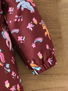 Sparklyn Young Girls Cute Printed Thermal Lined Zip-Up Jacket, Autumn/Winter Girls Jacket With Hoodie Girl Clothes Autumn And Winter Clothes Girls Cartoon Jackets - Brown - View 4