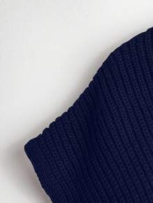 Lyxana Women's Solid Color Rib Knit Sweater Shawl & Skirt Set - Navy Blue - View 5