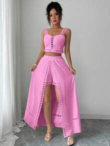 Elenzga Women's Elegant Ruffled Romantic Vacation Music Festival 2 Pieces Set