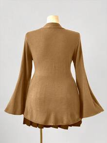 Sunspun Áo len cardigan dệt kim cài nút phong cách Bohemian cỡ lớn dành cho nữ, phù hợp với mọi mùa, lý tưởng cho trang phục đi nghỉ - Lạc đà - Xem 2