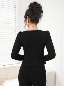 Modelyn Elegant Bowknot Collar Puff Sleeve Blouse For Women