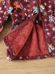 Sparklyn Young Girls Cute Printed Thermal Lined Zip-Up Jacket, Autumn/Winter Girls Jacket With Hoodie Girl Clothes Autumn And Winter Clothes Girls Cartoon Jackets - Brown - View 7