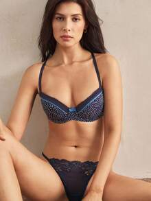 Charlaine 法式蕾丝蓝色印花钢圈文胸 - 彩色 - 查看 7