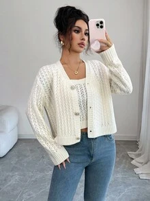 Selianne 2pcs Women's Elegant Minimalist Sweater Set, Autumn/Winter - Apricot - View 1