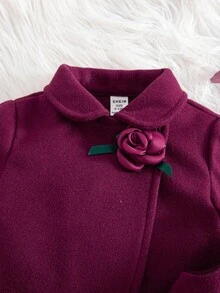 SHEIN 两件套女童优雅紫色无袖连衣裙外套套装，秋冬季 - 中紫紅色 - 查看 6