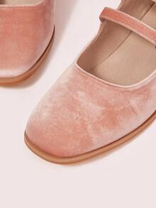 CUCCOO DOLLMOD 2025春夏新款时尚百搭系带玛丽珍鞋，艺术花卉鞋，复古圆头粗跟高跟鞋女 - 藕粉色 - 查看 6