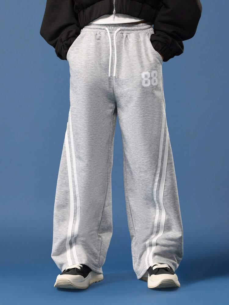 Wide Leg Sweatpants With Number Print