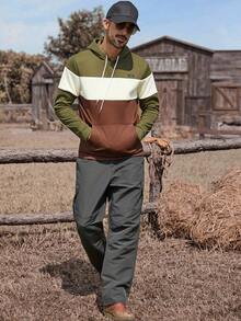 Manfinity Nomadique Men's Casual Loose Fit Long Sleeve Hoodie With Pockets, Thermal Lined, Fall Winter