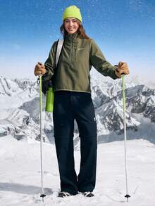 In My Nature Áo khoác thể thao ngoài trời tay dài dáng rộng thoải mái cho nữ - xanh quân đội - Xem 4