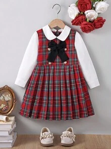 1pc Young Girl Dress,Collegiate Style Outfit - Multicolor - View 3