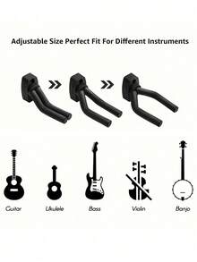 1pc Guitar Wall Mount Holder With Adjustable Soft Hook Universal Type Guitars Ukulele Bass Erhu Hanger