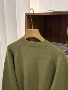 DAZY 女士休闲日常纯色保暖常规针织毛衣，秋冬，秋季女装 - 軍綠色 - 查看 10