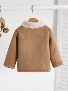 SHEIN Unisex Baby Apricot Thermal Lined Long Hooded Jacket, Versatile Baby Winter Clothes Suitable For Birthday Party, Rave, Evening Party, Performance, Wedding, Baby Shower And 1st Birthday Celebration Fall