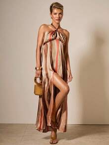 COSMINA 女式休闲开衩下摆露背系带连衣裙 - 彩色 - 查看 4