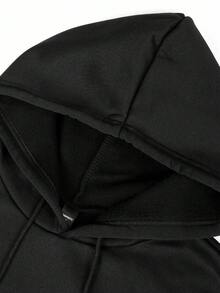 Manfinity EMRG Felpa con cappuccio casual da uomo a maniche lunghe con laccetti e motivo a ragnatela