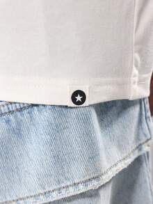 SUMWON Society White 常规版型图案 T 恤经典休闲棉质基本款夏季基本款圆领街头短袖简约设计青年基本款