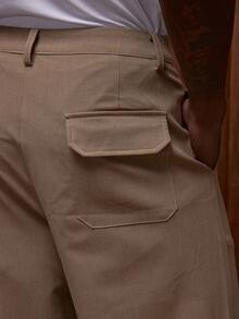 Pantalón ligero con pierna recta, bolsillos traseros dobles, costuras de contraste premium para otoño/primavera-verano - Camel - Ver 6