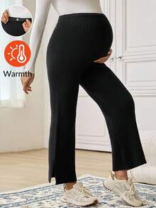 SHEIN Maternity Ribbed Slit Sweater Pants