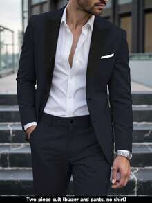 Calvornis 男士商务休闲翻领长袖夹克和裤子套装