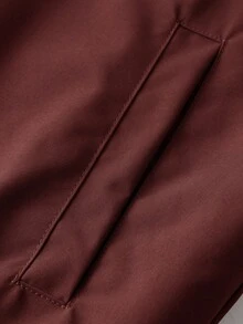 Manfinity Homme Chaquetas de manga larga con gráfico de letras, de moda casual y versátil con cuello de contraste de color, para hombre, otoño - Burdeos - Ver 4