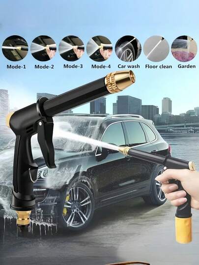 1PC High Pressure Water Gun 6 Spray Modes Adjustable Nozzle Car Wash Outdoor Cleaning Tool Garden Watering Sprinkler For Lawn Courtyard Patio Home Use