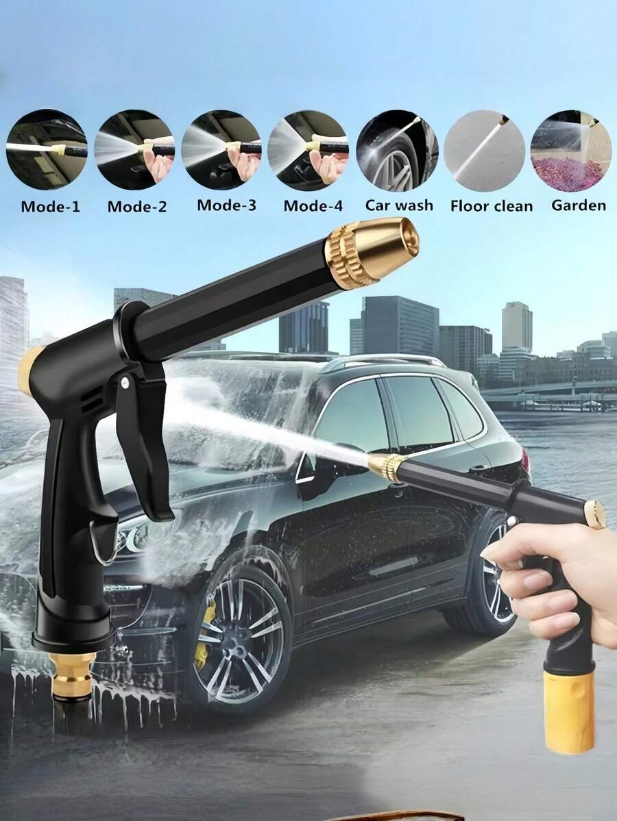 1 pièce Pistolet à eau haute pression avec 6 modes de pulvérisation, buse réglable. Outil de nettoyage extérieur pour le lavage de voiture, l'arrosage du jardin, la pelouse, la cour et la terrasse à la maison