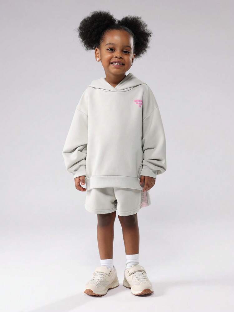 Oversized Hoodie And Shorts Set With Santa Monica Print