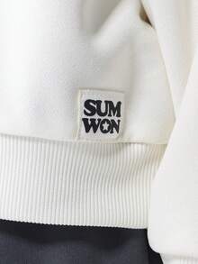 SUMWON 儿童汽车印花卫衣经典国际车库设计长袖圆领休闲套头衫冬季日常穿着舒适街头风格 - 白色 - 查看 5