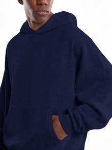 SUMWON Oversized Skeleton Rib Cage Hoodie With Contrast Sleeves , Street Style,INS Hot Selling Style,Perfect Comfortable And Thick Fabric , Ultimate Warmth - Navy Blue - View 3