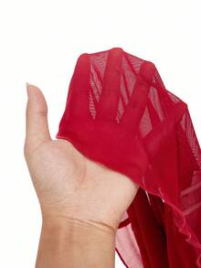 Shutterstock Y2Kool Women's Mesh Semi-Sheer Letter & Heart Print Sexy Long Sleeve T-Shirt, Burgundy, Suitable For Party, Nightclub, Y2K Campus Style, Autumn/Winter Mesh Crop Top See Through Top Red Mesh Long Sleeve Top Red Mesh Top Mesh Top Long Sleeve Casual Stylish Clothing Collection New Year Outfits - Burgundy - View 6