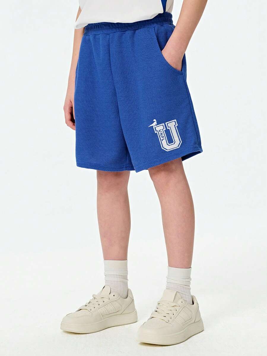 SHEIN Explorewe 2025 Summer Boys Sets Tween Boy Casual Shorts, Lightweight Loose Fit Shorts | OEKO-TEX® | School And Travel - Blue - View 1