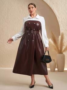SHEIN Clasi Váy thường ngày chắp vá màu khối cỡ lớn - Nhiều màu - Xem 7