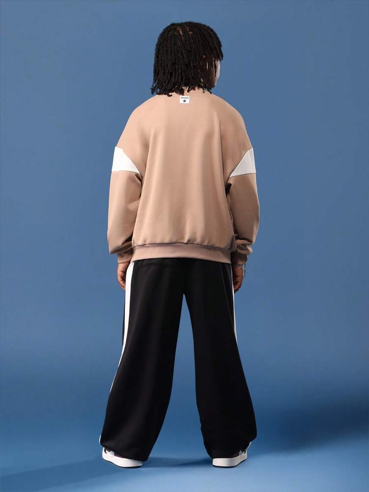 Varsity Logo Sweatshirt With Wide Leg Track Pants