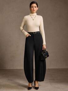 MOTF PREMIUM SEAM FRONT WIDE LEG SUIT PANTS - Black - View 8